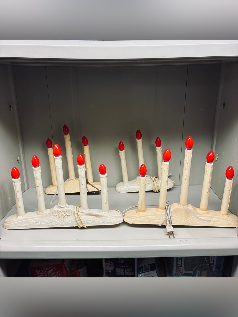 Lot of 4 Candoliers Vintage Plastic Electric 5-Light & 3-Light Window Candles